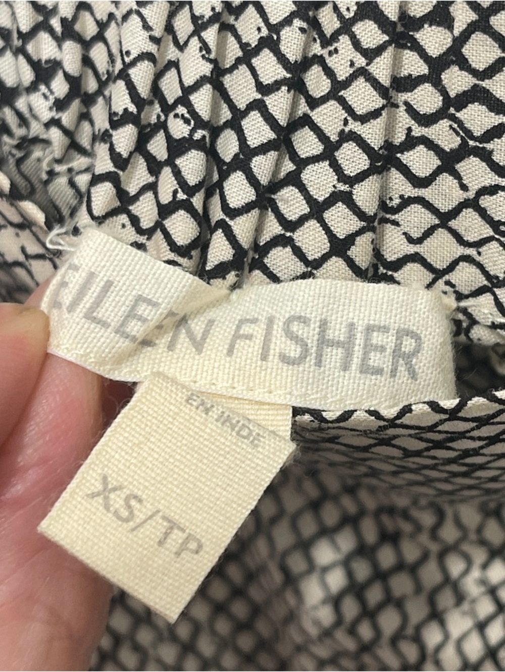 Eileen Fisher Chainette 100% Organic Cotton Print Wide Leg Pull On Pants Size XS - Picture 5 of 8